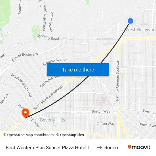 Best Western Plus Sunset Plaza Hotel Los Angeles to Rodeo Drive map