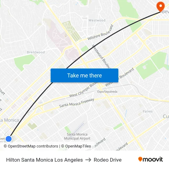 Hilton Santa Monica Los Angeles to Rodeo Drive map