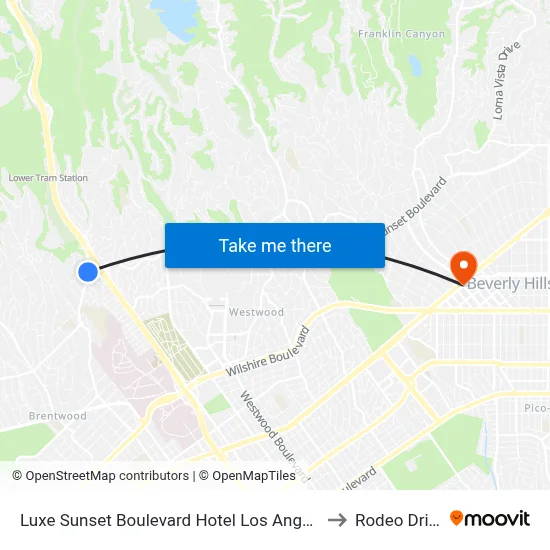 Luxe Sunset Boulevard Hotel Los Angeles to Rodeo Drive map