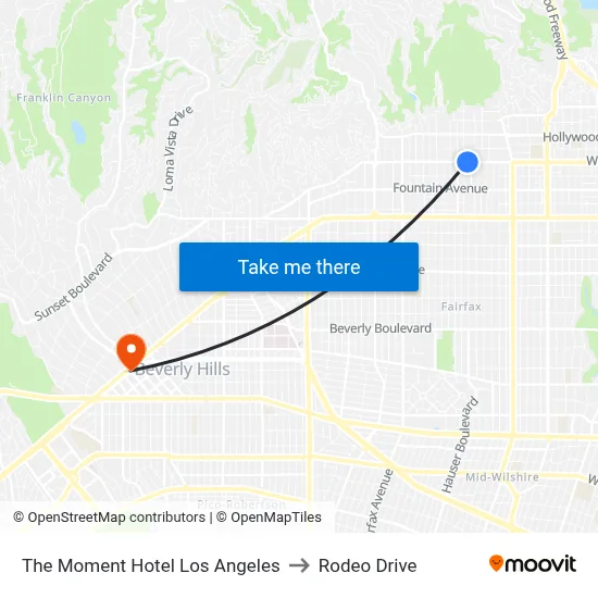 The Moment Hotel Los Angeles to Rodeo Drive map