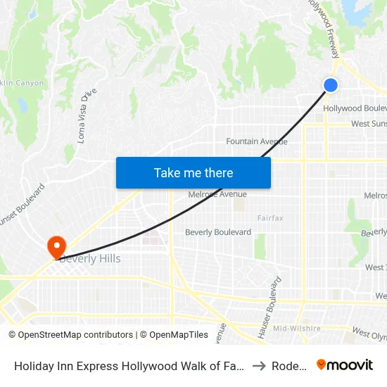 Holiday Inn Express Hollywood Walk of Fame an IHG Hotel Los Angeles to Rodeo Drive map