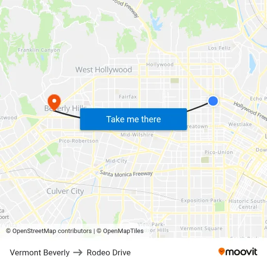 Vermont Beverly to Rodeo Drive map