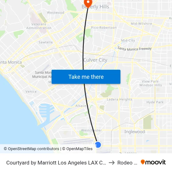 Courtyard by Marriott Los Angeles LAX Century Boulevard to Rodeo Drive map