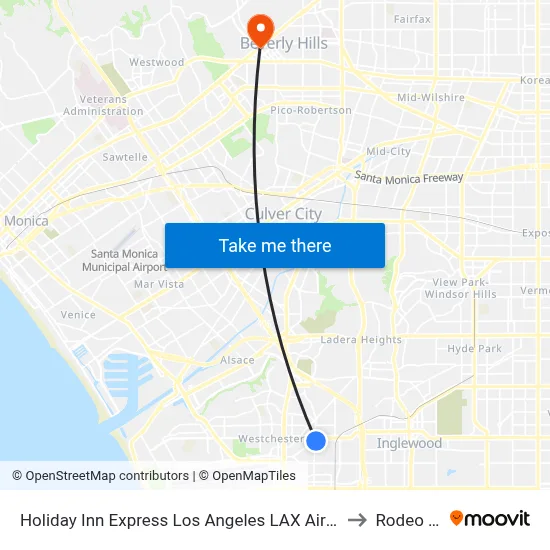 Holiday Inn Express Los Angeles LAX Airport an IHG Hotel to Rodeo Drive map