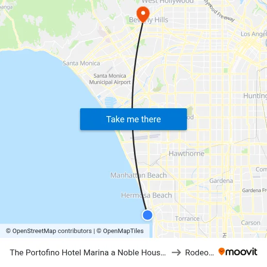The Portofino Hotel Marina a Noble House Hotel Redondo Beach to Rodeo Drive map