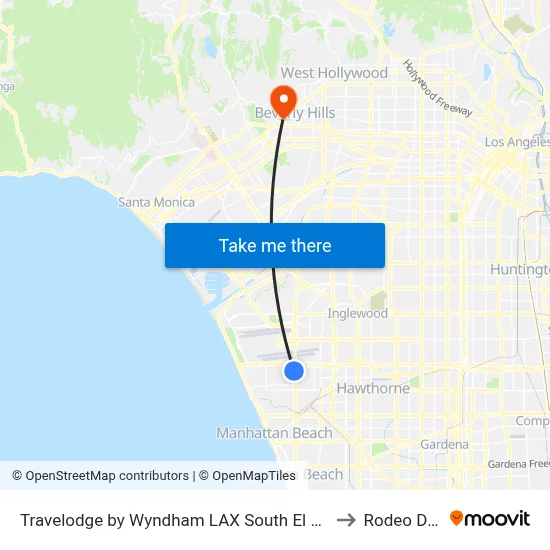 Travelodge by Wyndham LAX South El Segundo to Rodeo Drive map