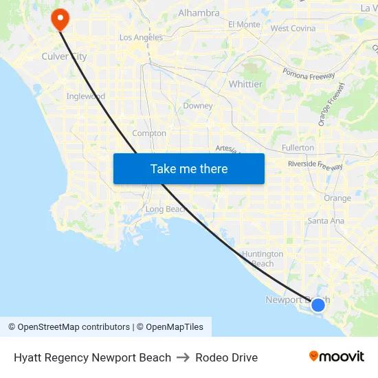 Hyatt Regency Newport Beach to Rodeo Drive map