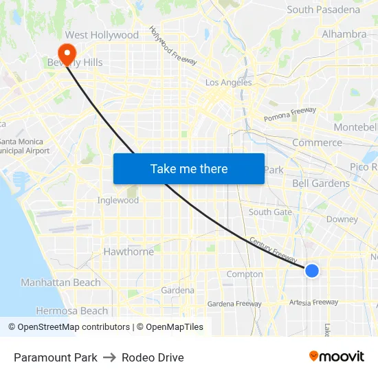 Paramount Park to Rodeo Drive map