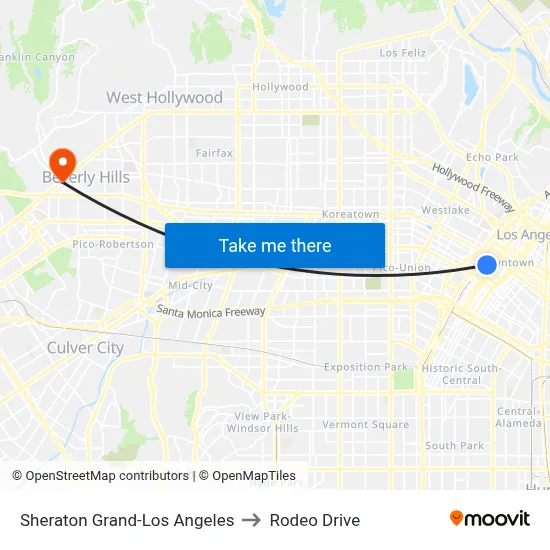 Sheraton Grand-Los Angeles to Rodeo Drive map