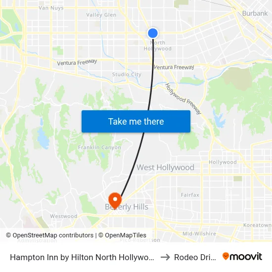 Hampton Inn by Hilton North Hollywood to Rodeo Drive map