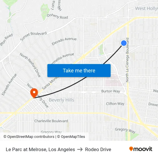 Le Parc at Melrose, Los Angeles to Rodeo Drive map