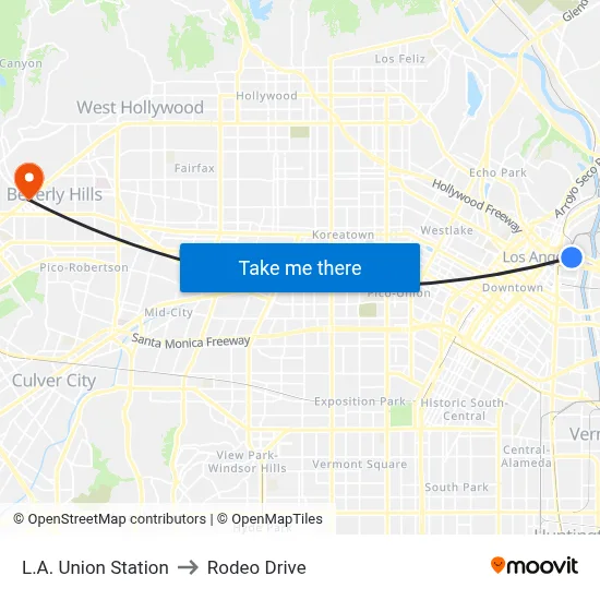 L.A. Union Station to Rodeo Drive map