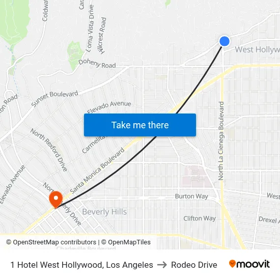 1 Hotel West Hollywood, Los Angeles to Rodeo Drive map