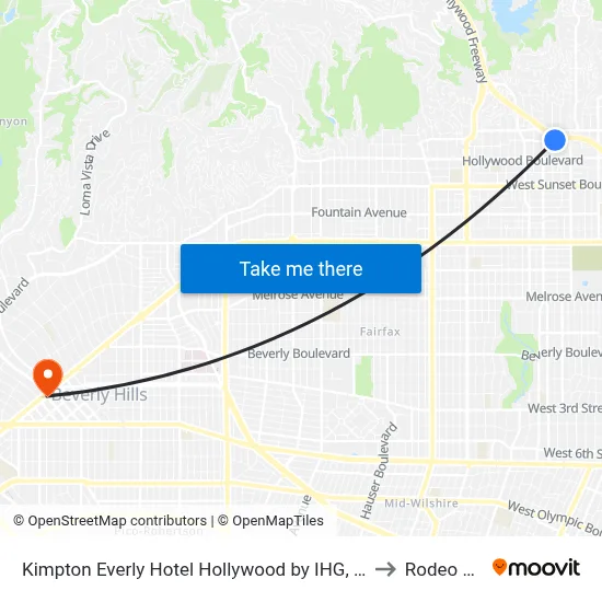 Kimpton Everly Hotel Hollywood by IHG, Los Angeles to Rodeo Drive map