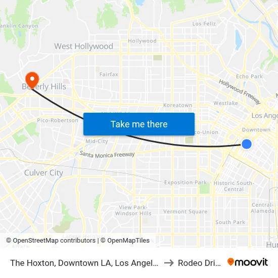 The Hoxton, Downtown LA, Los Angeles to Rodeo Drive map