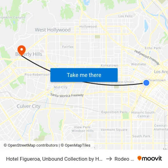 Hotel Figueroa, Unbound Collection by Hyatt, Los Angeles to Rodeo Drive map