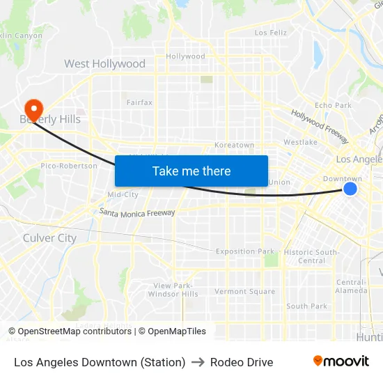 Los Angeles Downtown (Station) to Rodeo Drive map
