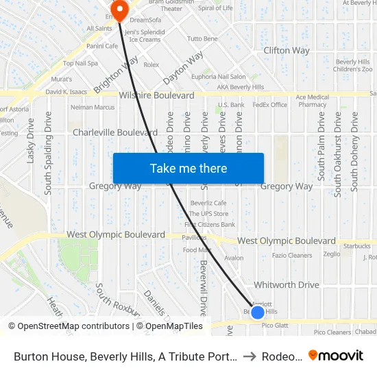 Burton House, Beverly Hills, A Tribute Portfolio Hotel, Los Angeles to Rodeo Drive map