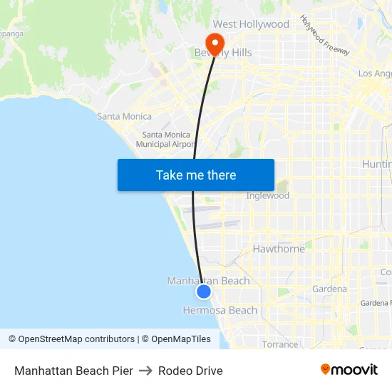 Manhattan Beach Pier to Rodeo Drive map