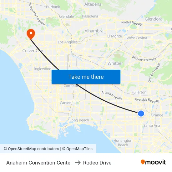 Anaheim Convention Center to Rodeo Drive map