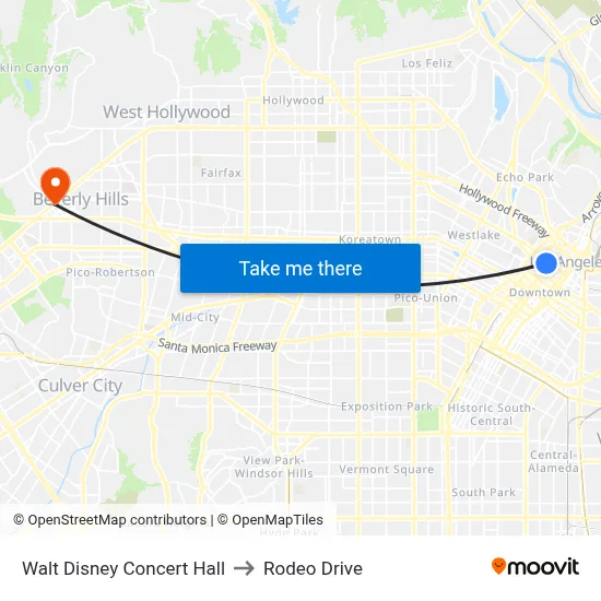 Walt Disney Concert Hall to Rodeo Drive map