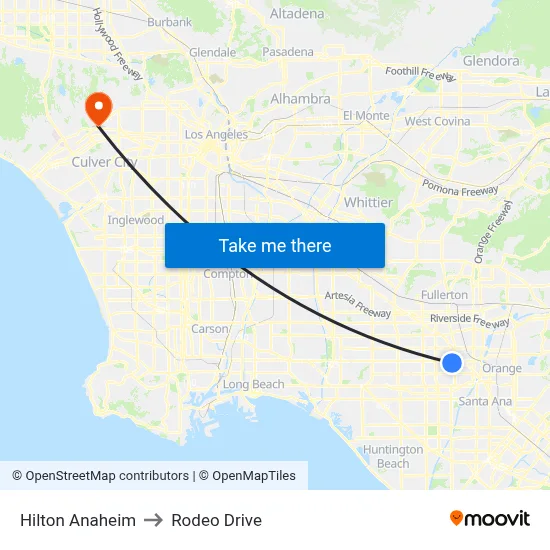 Hilton Anaheim to Rodeo Drive map