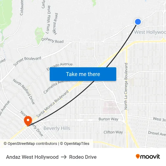 Andaz West Hollywood to Rodeo Drive map