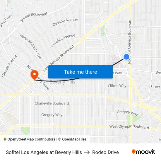 Sofitel Los Angeles at Beverly Hills to Rodeo Drive map