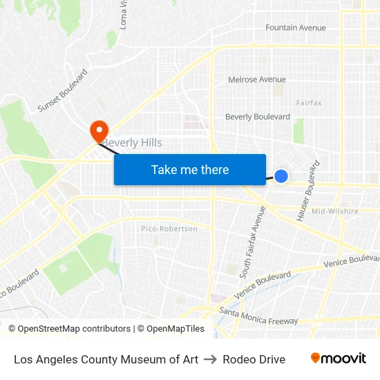 Los Angeles County Museum Of Art to Rodeo Drive map