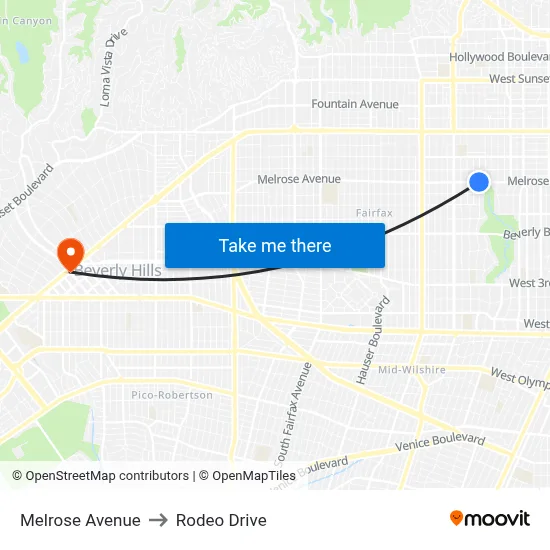 Melrose Avenue to Rodeo Drive map