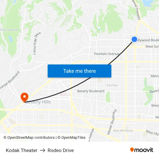Kodak Theater to Rodeo Drive map