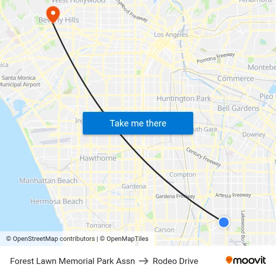 Forest Lawn Memorial Park Assn to Rodeo Drive map