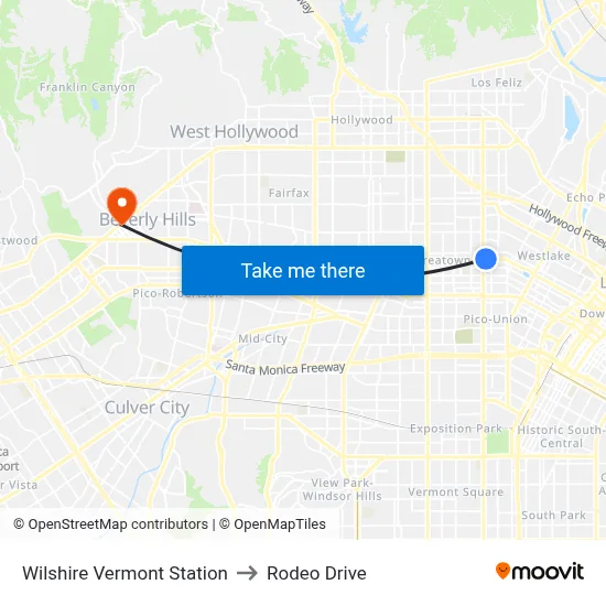 Wilshire Vermont Station to Rodeo Drive map