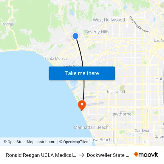 Ronald Reagan UCLA Medical Center to Dockweiler State Beach map