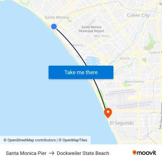 Santa Monica Pier to Dockweiler State Beach map