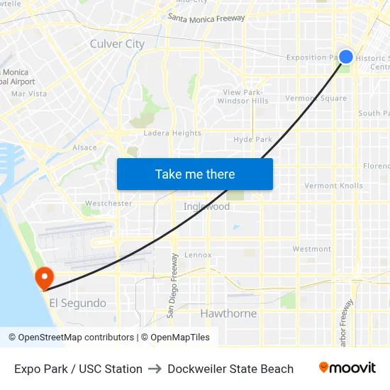 Expo Park / USC Station to Dockweiler State Beach map