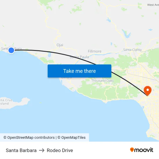 Santa Barbara to Rodeo Drive map