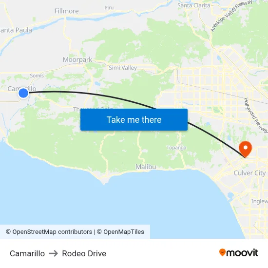 Camarillo to Rodeo Drive map