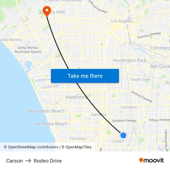 Carson to Rodeo Drive map