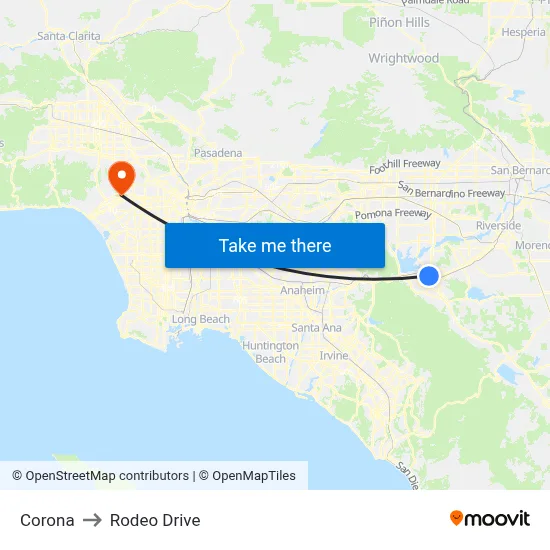 Corona to Rodeo Drive map