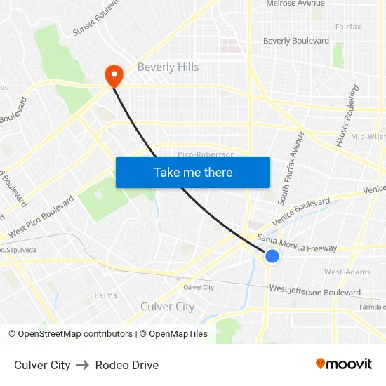 Culver City to Rodeo Drive map