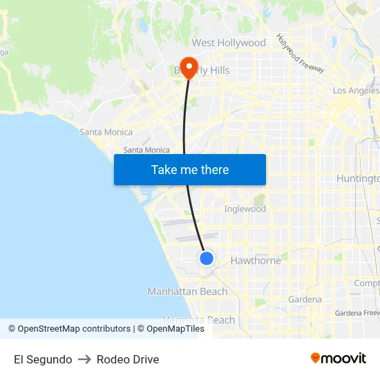 El Segundo to Rodeo Drive map