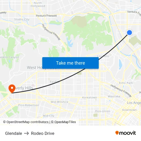 Glendale to Rodeo Drive map
