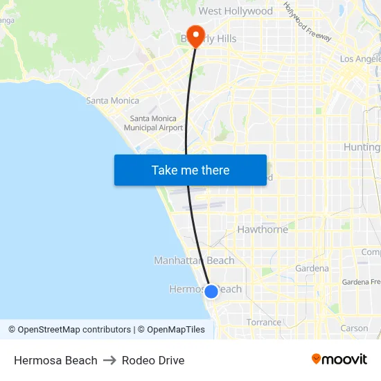 Hermosa Beach to Rodeo Drive map