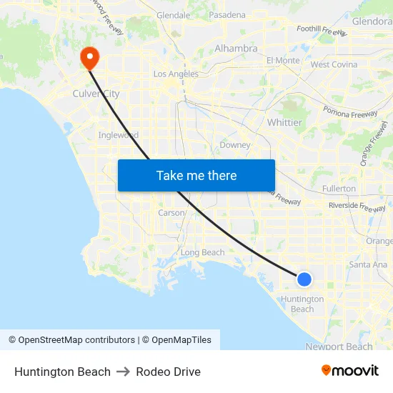 Huntington Beach to Rodeo Drive map