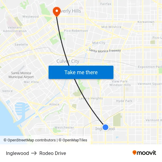Inglewood to Rodeo Drive map
