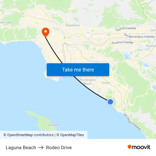Laguna Beach to Rodeo Drive map