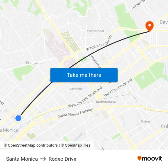 Santa Monica to Rodeo Drive map