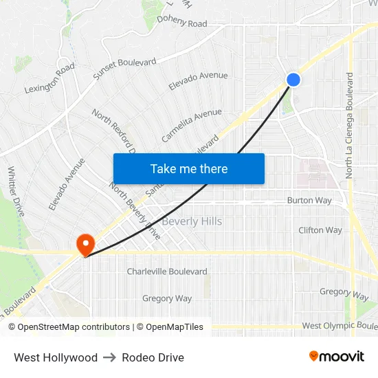 West Hollywood to Rodeo Drive map