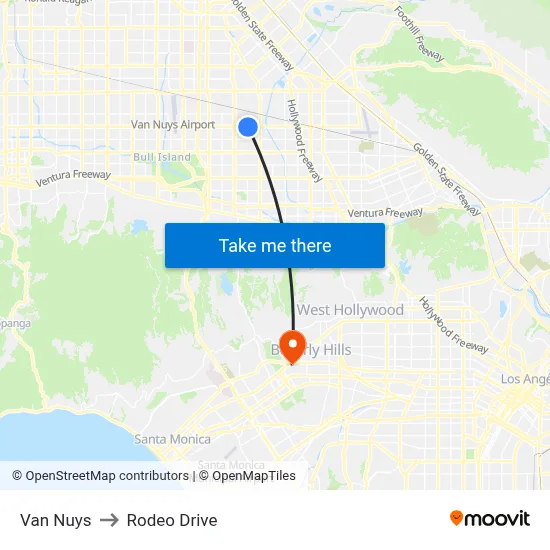 Van Nuys to Rodeo Drive map